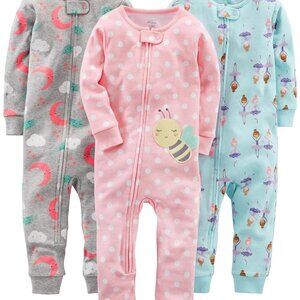 Boys 3-Pack Snug Fit Footless Cotton Pajamas Birdies, 12 Months